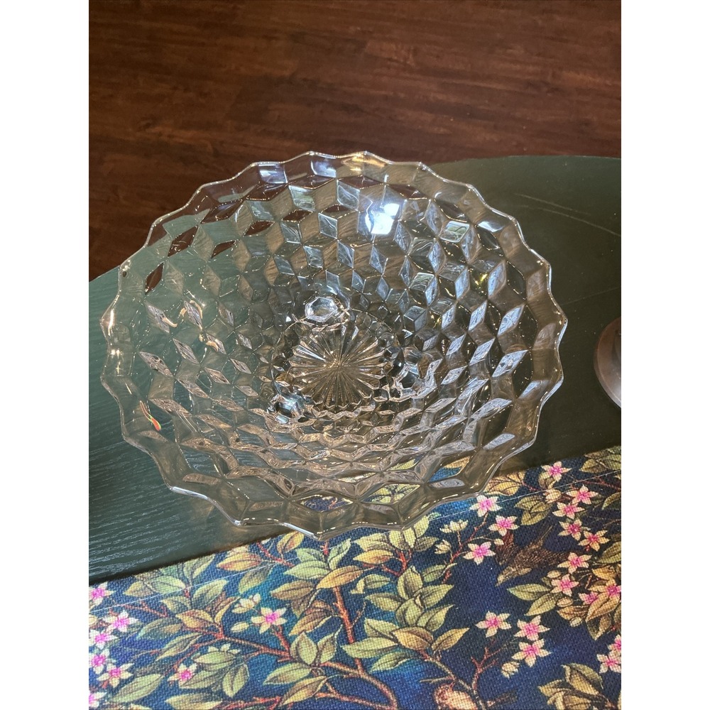 Vintage Fostoria 10.5" American Clear Glass Three Footed Bowl